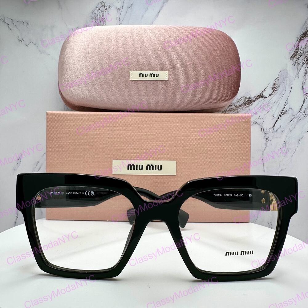 MIU MIU Womens Eyeglasses Black Square Full Rim frames 52-19mm Rx-able Womens - Picture 11 of 16